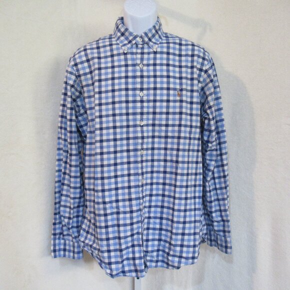 Ralph Lauren Blue Gingham Check Button-Down Shirt Size L – 100% Cotton, Classic - Picture 2 of 12